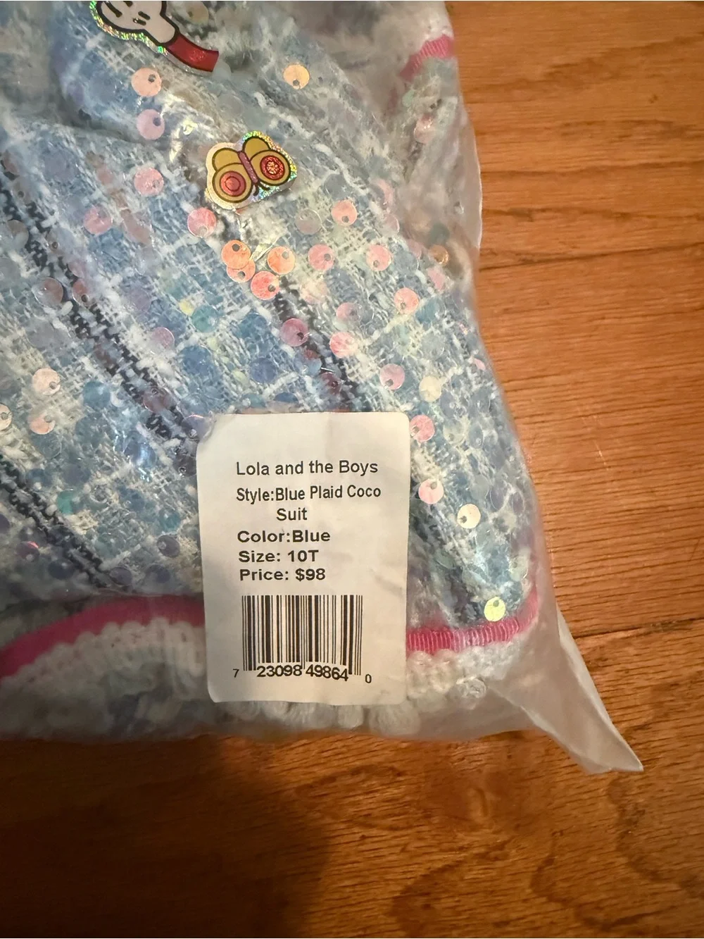 Lola and the Boys Blue Sequin Tweed Girls' Costume Set - Light Blue coco suit